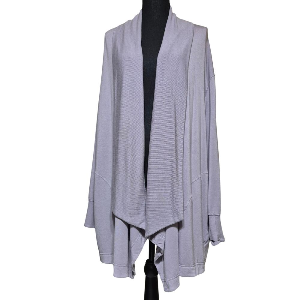 Athleta Pranayama Restore Wrap Cardigan Women 3X Purple Open Front Cozy Soft